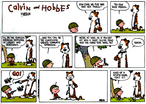 Calvin and Hobbes about war